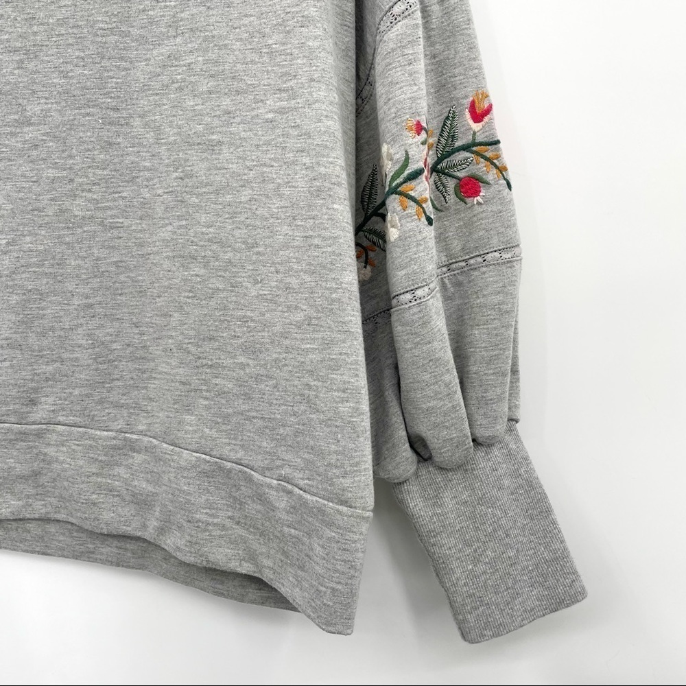 Mustard Seed Grey Sweatshirt with Cute Floral Embroidery Detail - Picture 4 of 11